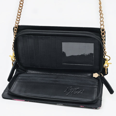 NMBGM219 Never Mind Graffiti Leather Wallet on Chain Crossbody Bag