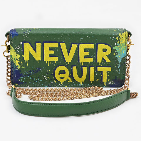 NMBGM219 Never Mind Graffiti Leather Wallet on Chain Crossbody Bag