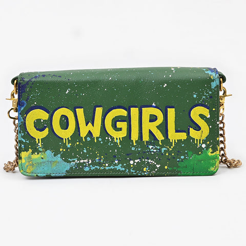 NMBGM219 Never Mind Graffiti Leather Wallet on Chain Crossbody Bag