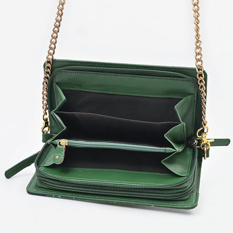 NMBGM219 Never Mind Graffiti Leather Wallet on Chain Crossbody Bag