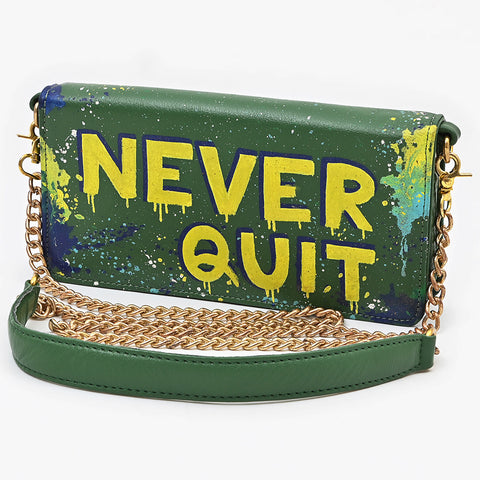 NMBGM219 Never Mind Graffiti Leather Wallet on Chain Crossbody Bag