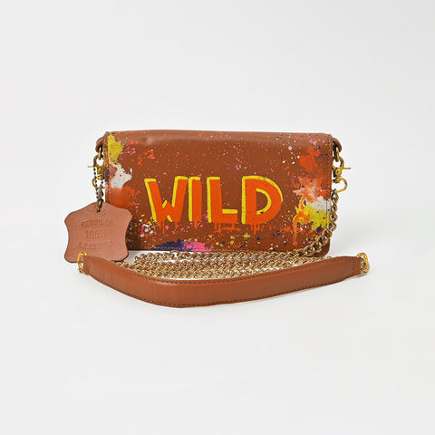 NMBGM219 Never Mind Graffiti Leather Wallet on Chain Crossbody Bag