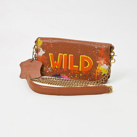 NMBGM219 Never Mind Graffiti Leather Wallet on Chain Crossbody Bag