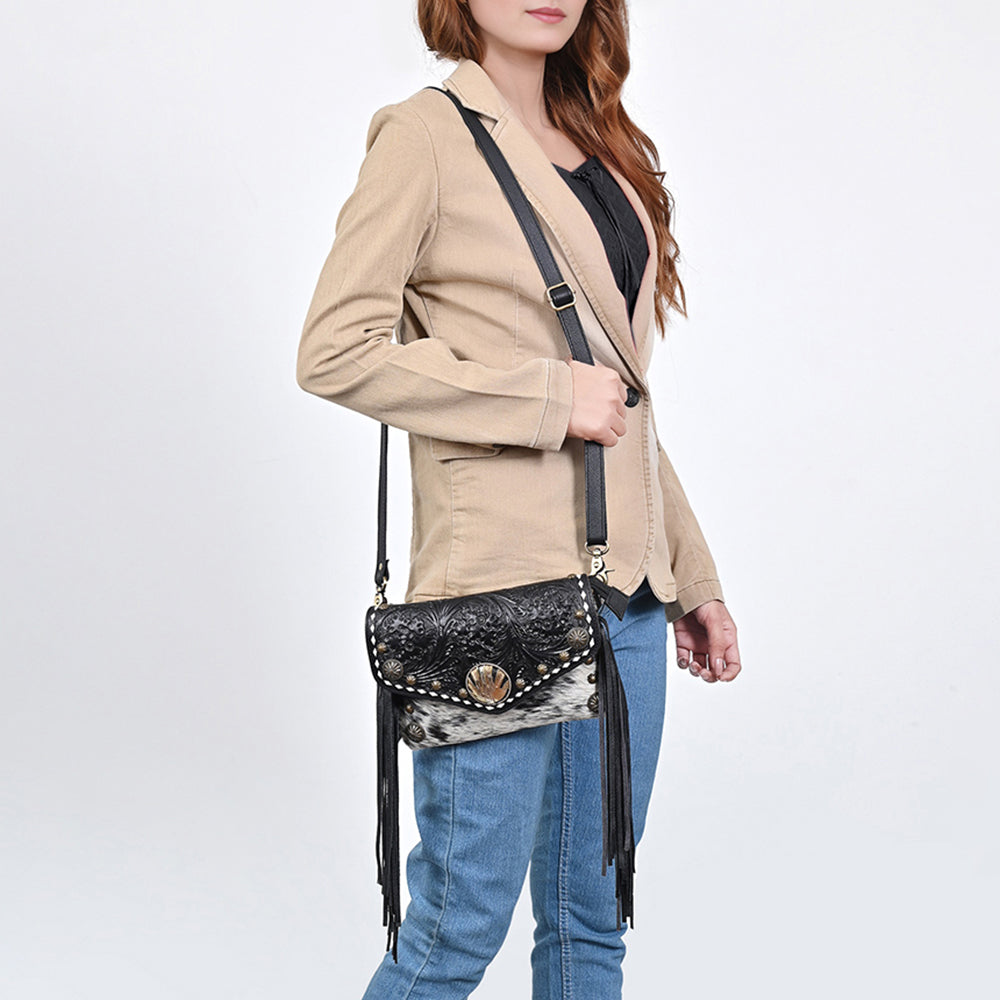 ADBGA886 Small Crossbody Hair-On Hand Tooled Genuine Leather women bag western Bag