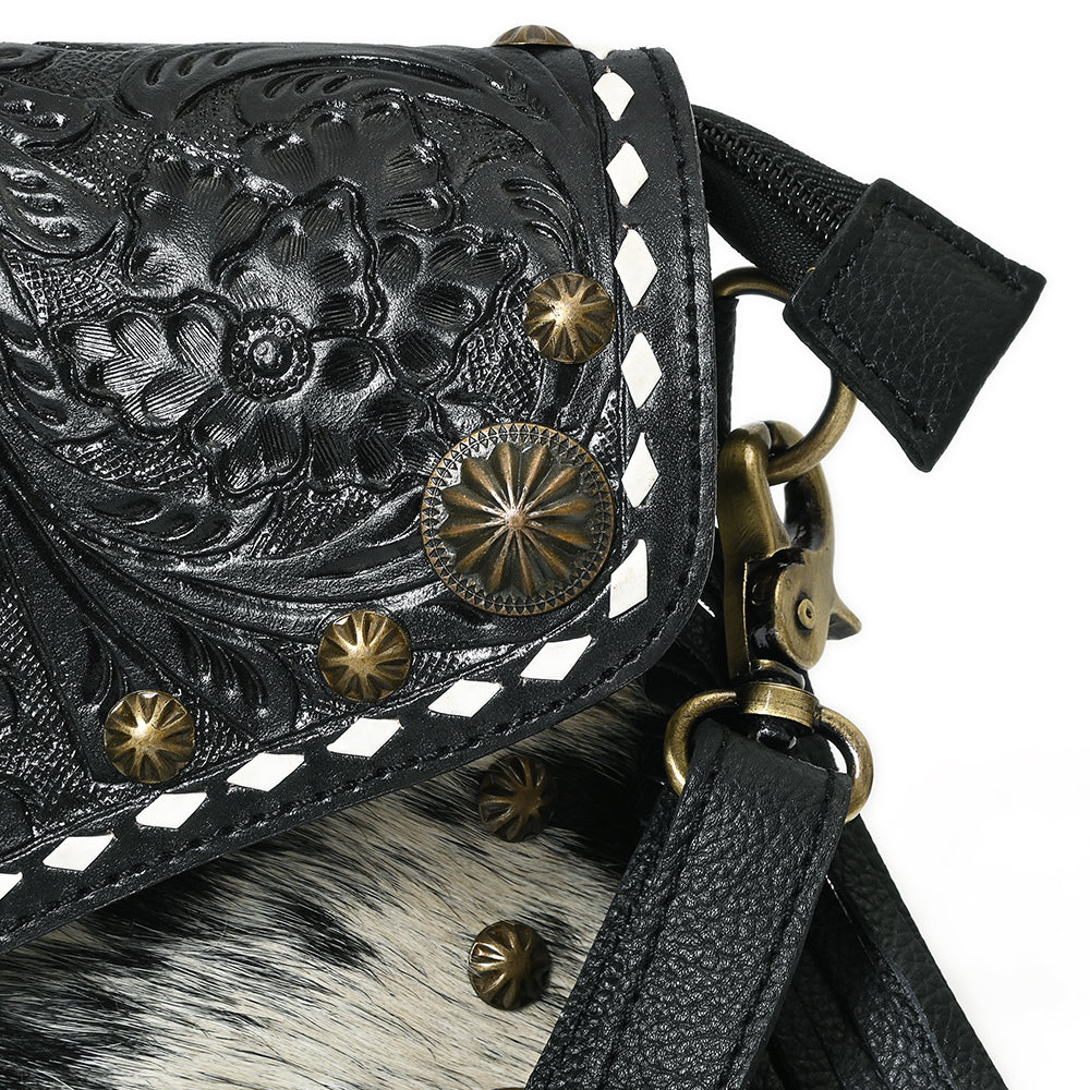 ADBGA886 Small Crossbody Hair-On Hand Tooled Genuine Leather women bag western Bag