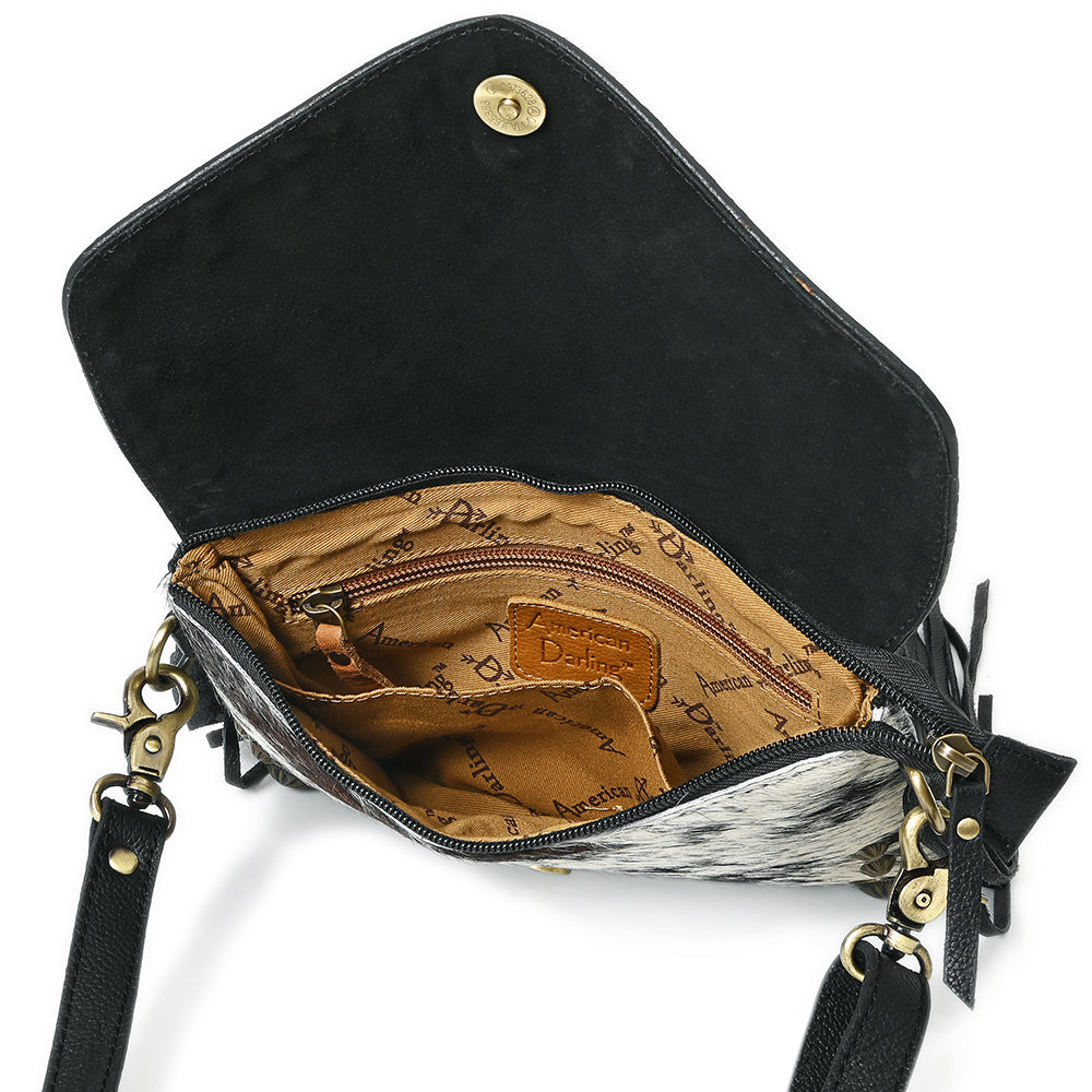 ADBGA886 Small Crossbody Hair-On Hand Tooled Genuine Leather women bag western Bag