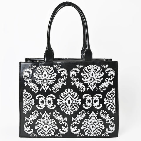 American Darling Western Embroidered Leather Tote Bag with Braided Accents