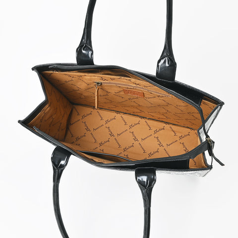 American Darling Western Embroidered Leather Tote Bag with Braided Accents
