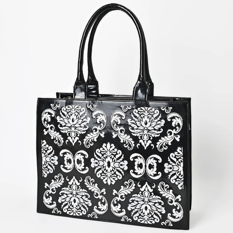 American Darling Western Embroidered Leather Tote Bag with Braided Accents