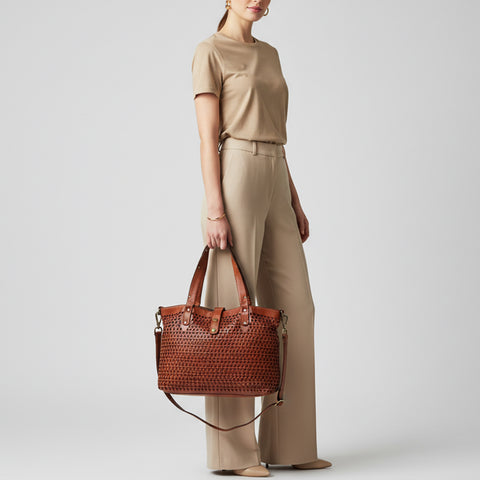 Ventello - Leather Perforated Tote Bag