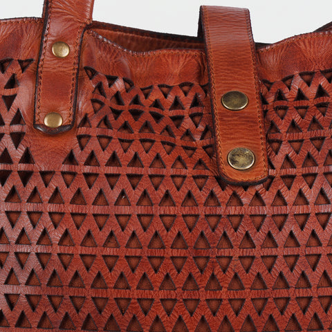 Ventello - Leather Perforated Tote Bag