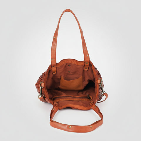 Ventello - Leather Perforated Tote Bag