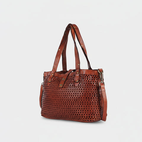 Ventello - Leather Perforated Tote Bag