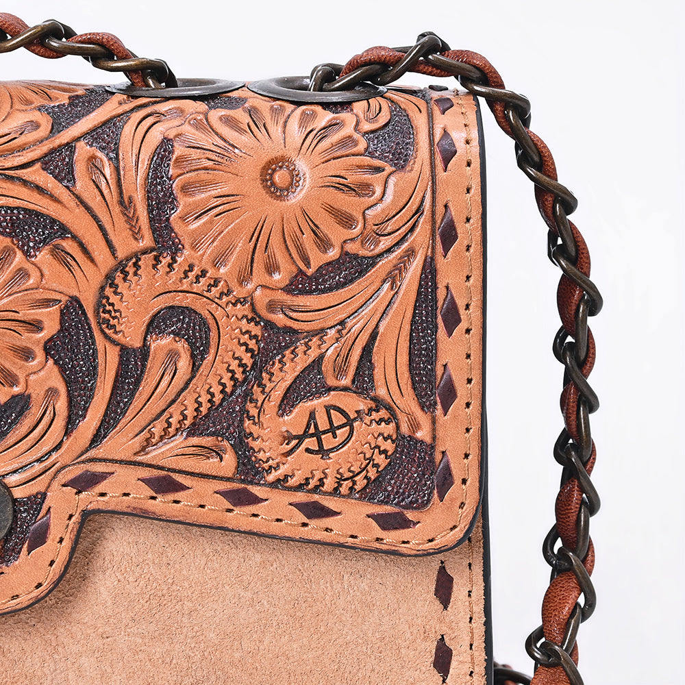 ADBG1808 Crossbody Hand Tooled Hair on Genuine Leather Women Bag