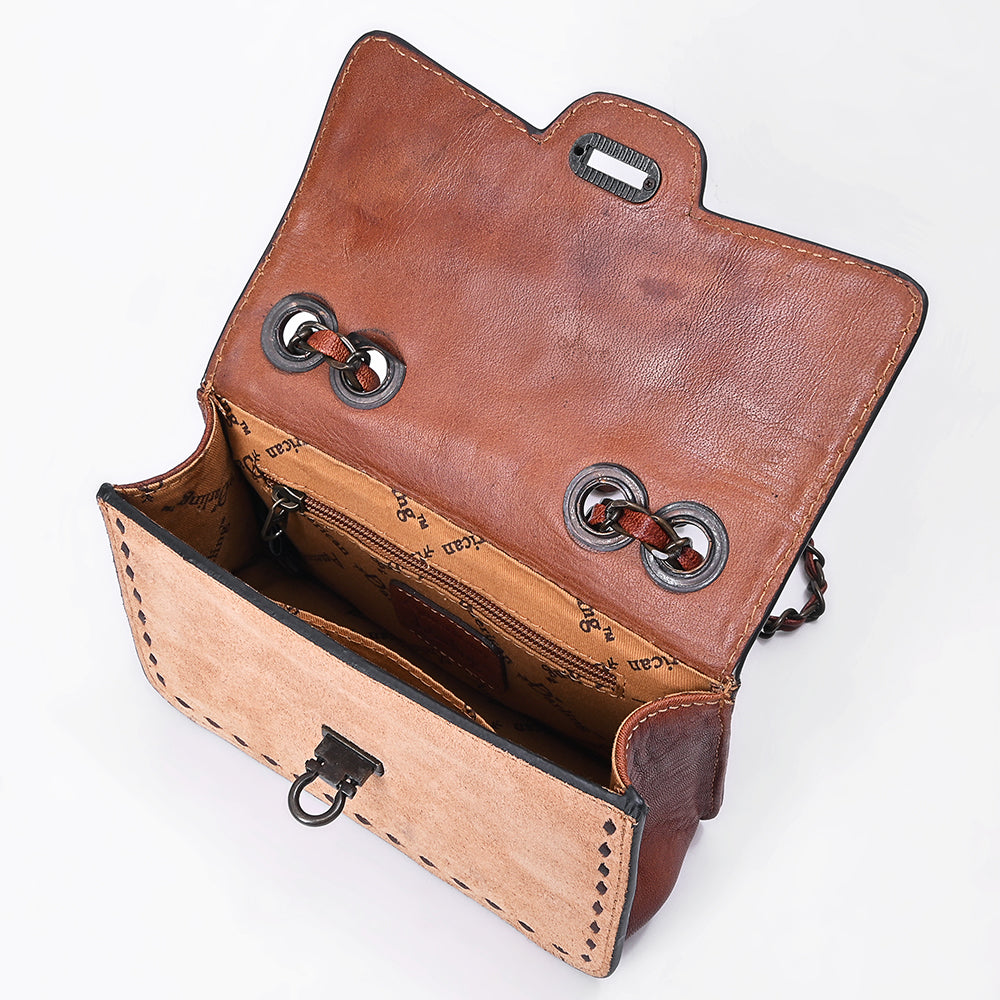 ADBG1808 Crossbody Hand Tooled Hair on Genuine Leather Women Bag