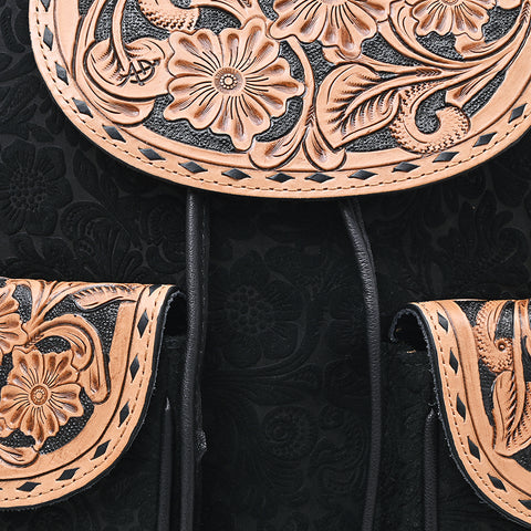 American Darling Hand Tooled Floral Carved Leather Western Backpack Bag