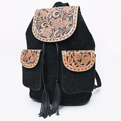 American Darling Hand Tooled Floral Carved Leather Western Backpack Bag