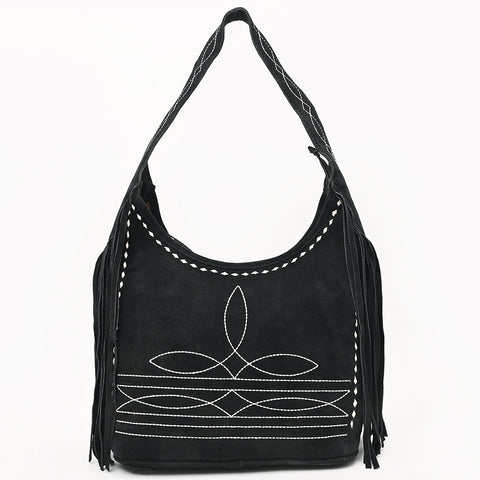 American Darling Boot Stitched Genuine Suede Leather Western Hobo Bag