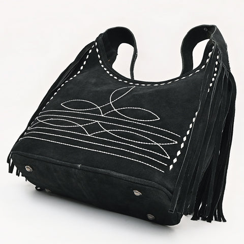 American Darling Boot Stitched Genuine Suede Leather Western Hobo Bag