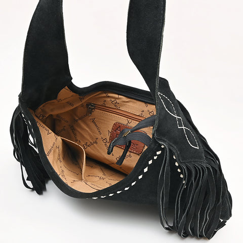 American Darling Boot Stitched Genuine Suede Leather Western Hobo Bag
