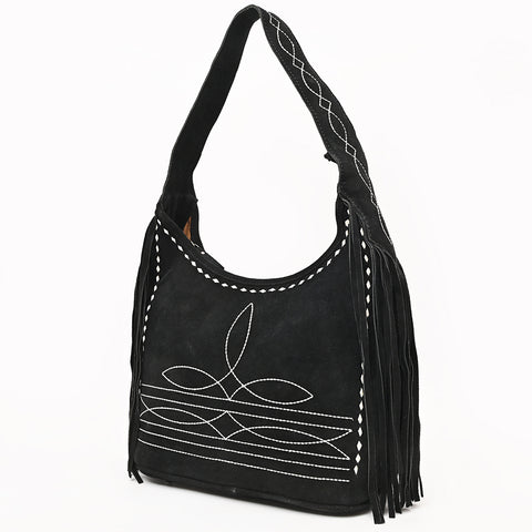 American Darling Boot Stitched Genuine Suede Leather Western Hobo Bag