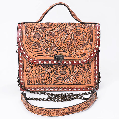 American Darling Hand Tooled Floral Carved Leather Western Cross body Bag