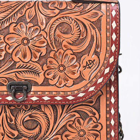 American Darling Hand Tooled Floral Carved Leather Western Cross body Bag