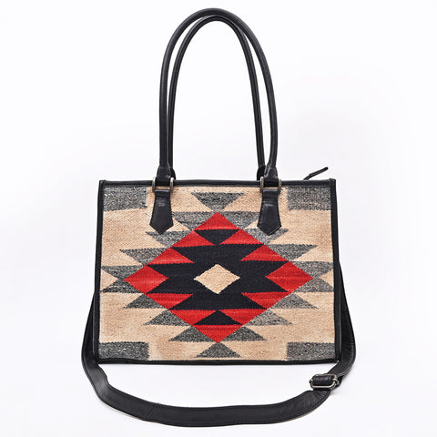 American Darling Hand Woven Saddle Blanket & Full Grain Leather Western Tote Bag