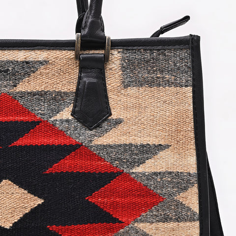 American Darling Hand Woven Saddle Blanket & Full Grain Leather Western Tote Bag