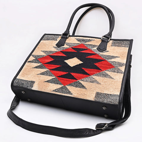 American Darling Hand Woven Saddle Blanket & Full Grain Leather Western Tote Bag