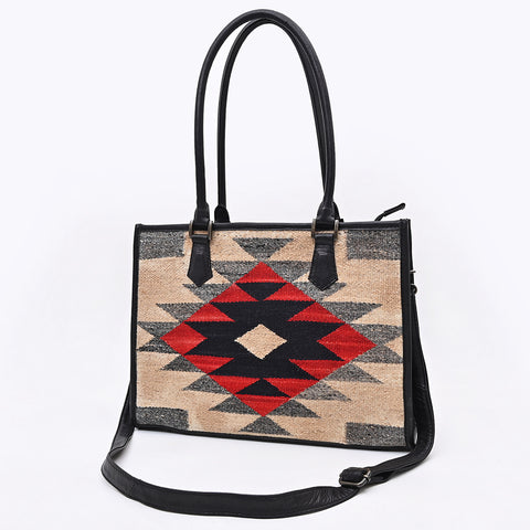 American Darling Hand Woven Saddle Blanket & Full Grain Leather Western Tote Bag