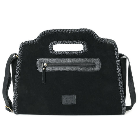 American Darling Western Suede Leather Clutch Bag with Braided Trim & Concho Accents
