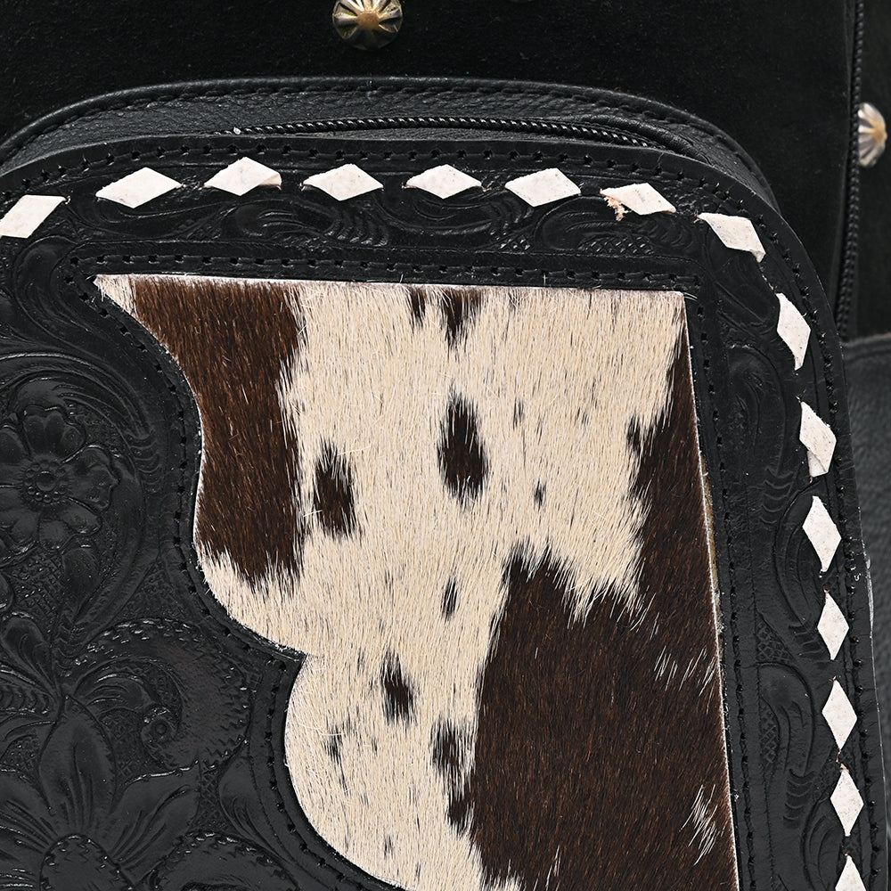 ADBGA908 Sling Hair on Hand Tooled Genuine Leather Women Bag