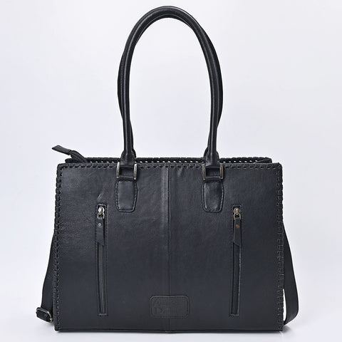 American Darling Hand Tooled Floral & Hair-On Cowhide Western Leather Tote Bag