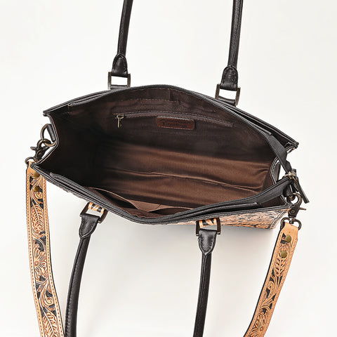 American Darling Hand Tooled Floral Carved & Quilted Leather Western Tote Bag