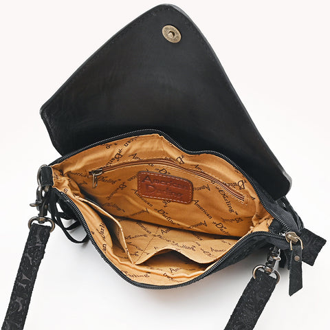 American Darling Hand Tooled Floral Envelop Bag with Fringes and Damascus Detailing