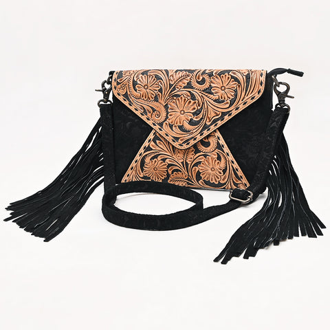 American Darling Hand Tooled Floral Envelop Bag with Fringes and Damascus Detailing