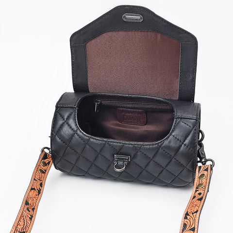 American Darling Hand Tooled Floral Carved Quilted Leather Western Cross body Bag
