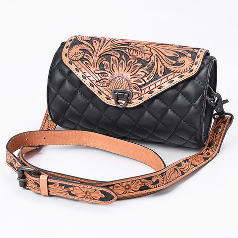 American Darling Hand Tooled Floral Carved Quilted Leather Western Cross body Bag