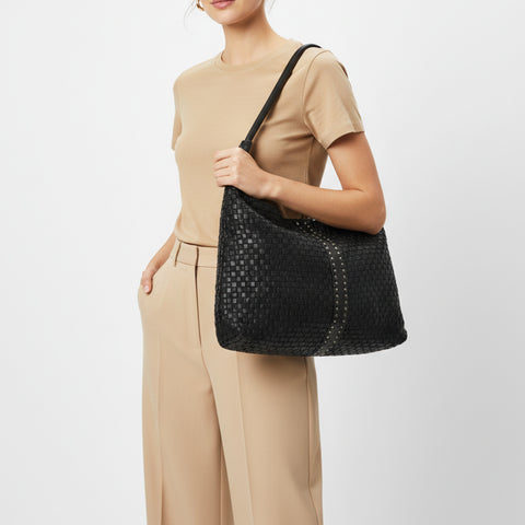 Artisan Woven Leather Hobo Bag