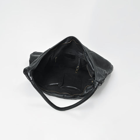 Artisan Woven Leather Hobo Bag