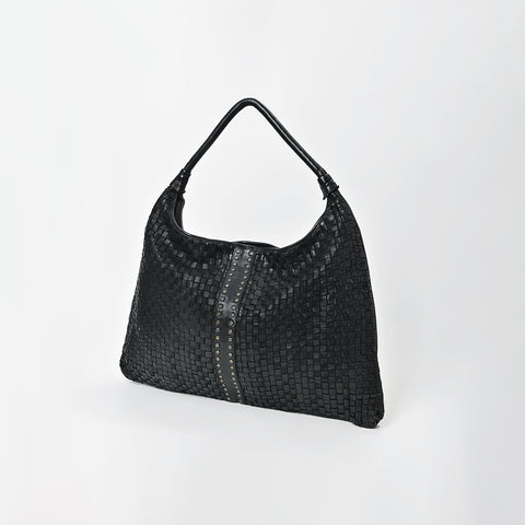 Artisan Woven Leather Hobo Bag