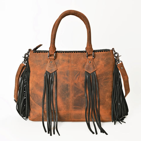 American Darling Handcrafted Hair-On Cowhide Tote Bag with Western Fringes