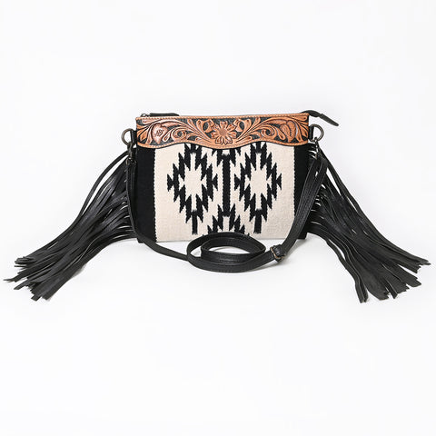American Darling Hand Woven Saddle Blanket Cross body Bag with Western Fringes