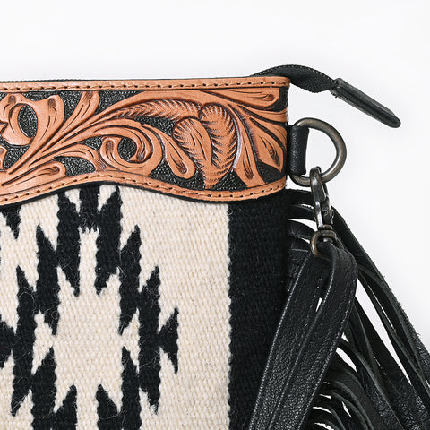 American Darling Hand Woven Saddle Blanket Cross body Bag with Western Fringes
