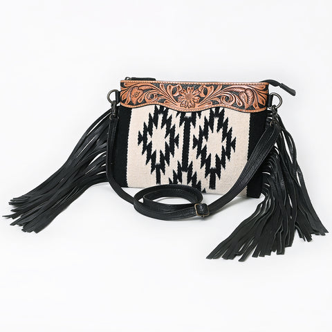 American Darling Hand Woven Saddle Blanket Cross body Bag with Western Fringes