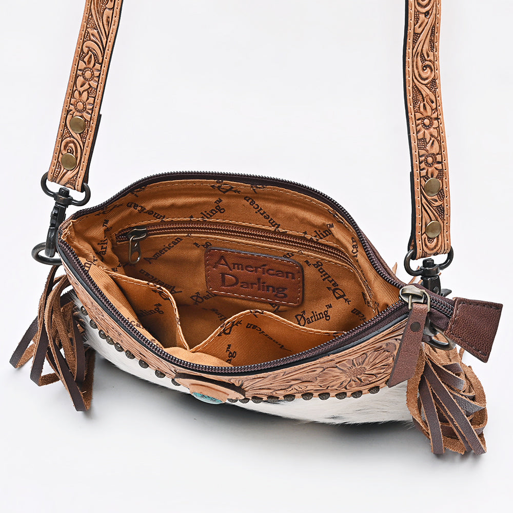 ADBG1829 Crossbody Hair-On Hand Tooled Genuine Leather women bag western Bag