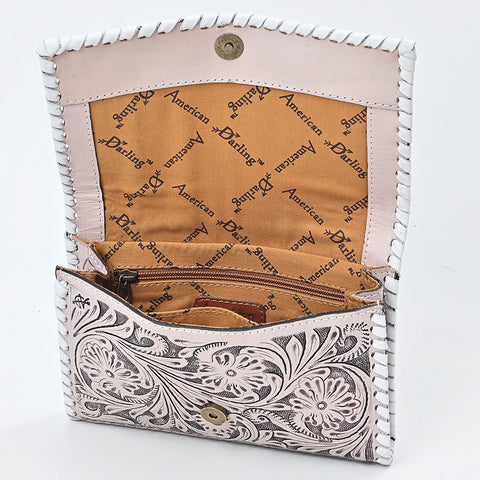 American Darling Hand Tooled Floral Carved Braided Leather Western Crossbody Bag