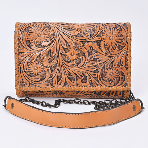 American Darling Hand Tooled Floral Carved Braided Leather Western Crossbody Bag