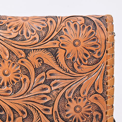 American Darling Hand Tooled Floral Carved Braided Leather Western Crossbody Bag